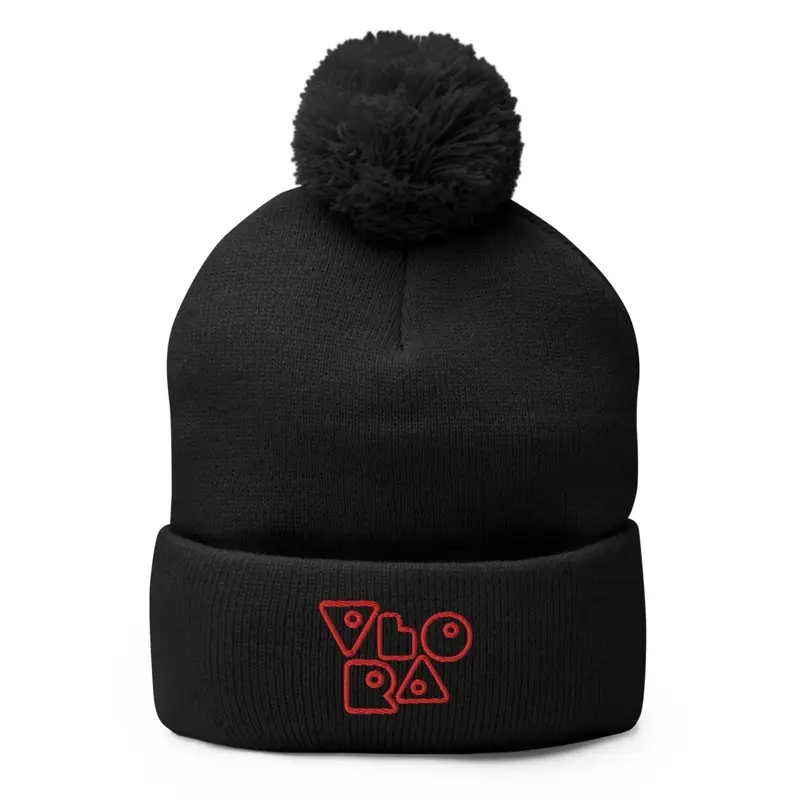 Vlora Embroidered Pom Pom Knit Cap